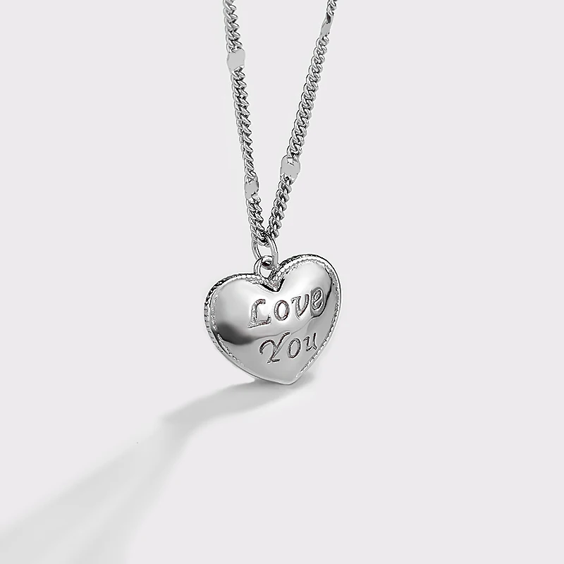 

fashion jewelry 2021 18K gold plated sterling silver Heart Love you pendant necklace women