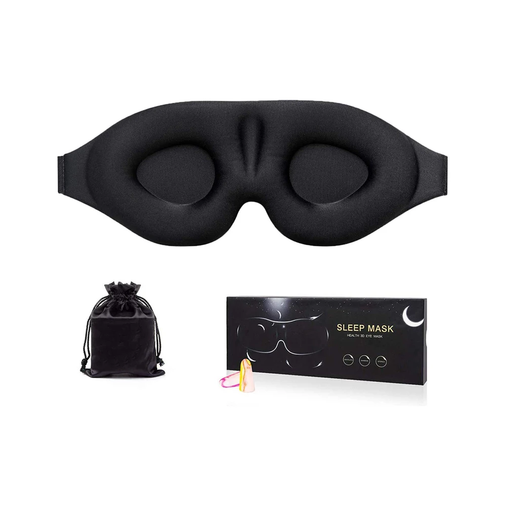 

Sleep Eye Mask 3D Contoured Contoured Cup Sleeping Mask & Blindfold Night Sleep Soft Comfort Eye Shade Cover for Travel, Black