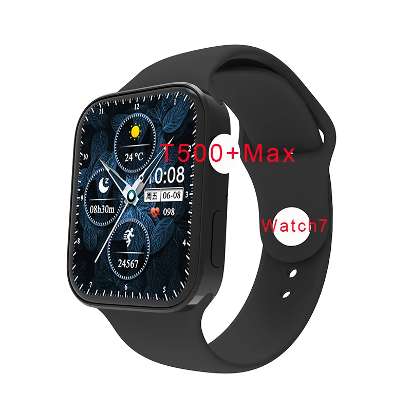 

New T500+MAX smart watch 7 Woman SmartWatch Wireless Charging 3D Dynamic Dial Waterproof Music Men Smart Wach PK T500 W26, White, black,green, pink, blue, red