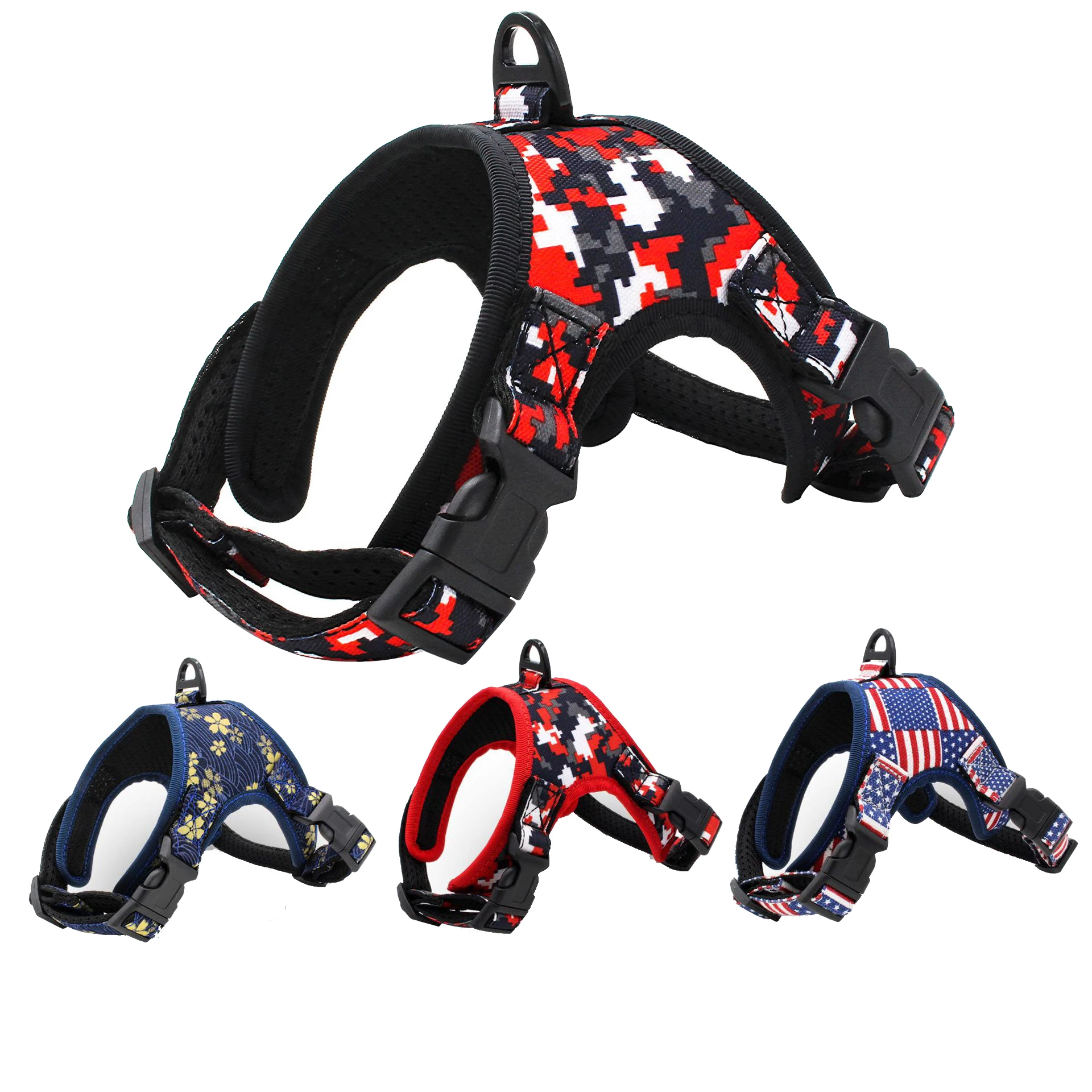 

Comfortable Reflective Breathable arnes perro Dog Harnes Custom Pattern Dog harness, 4 colors