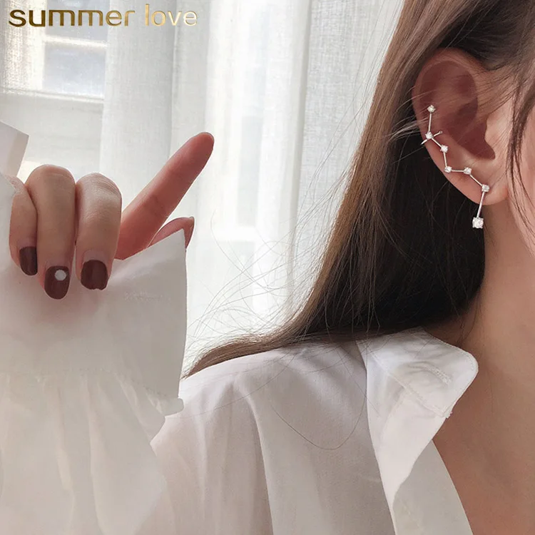 

Dipper Seven Star clip on Earring Cubic Zirconia Stud Earrings Fashion Jewelry 925 Sterling Silver Gifts for Women