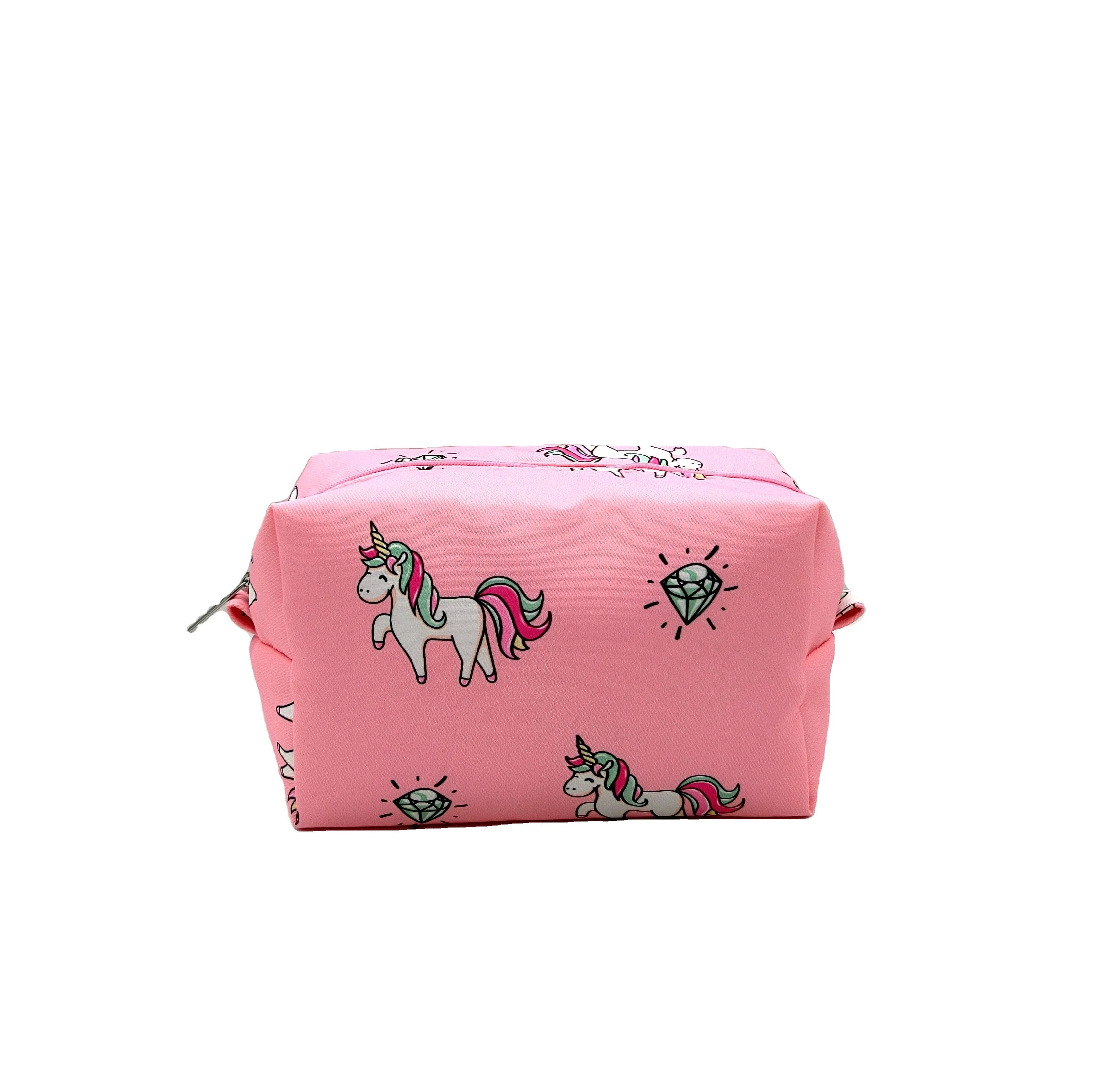 

Fashion women girl pink canvas cosmetic bag, custom canvas travel cosmetic bag makeup