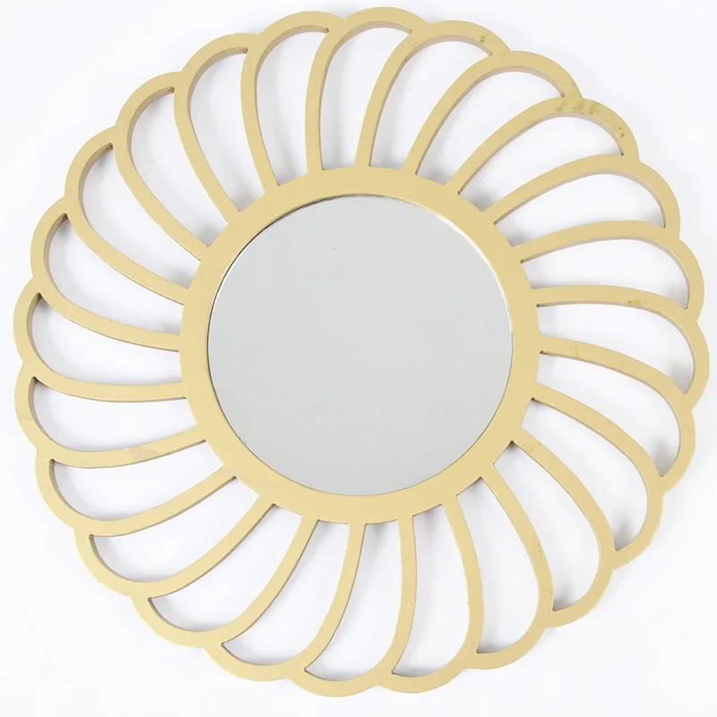40*40*2.5CM Creative Design Modern Gold Flower Shape Wall Mirrors Light Luxury Home Decorative Round Art Mirror for Living Room