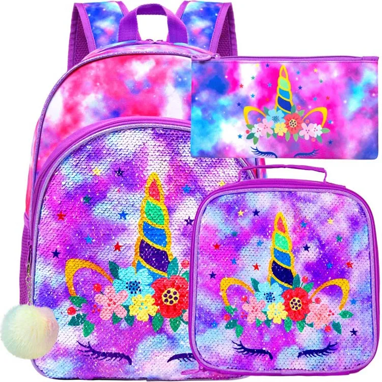 

Kindergarten Kids Toddler Mermaid School Bag with lunch Box Set Preschool Mochila Para Girls Bookbag Unicorn Backpack
