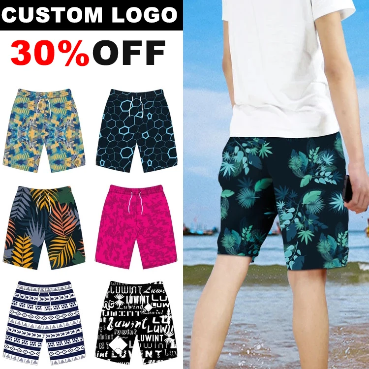 

2021 Custom logo DIY 3D Printed Own picture sublimation summer Quick Dry OEM new style board shorts women man beach shorts