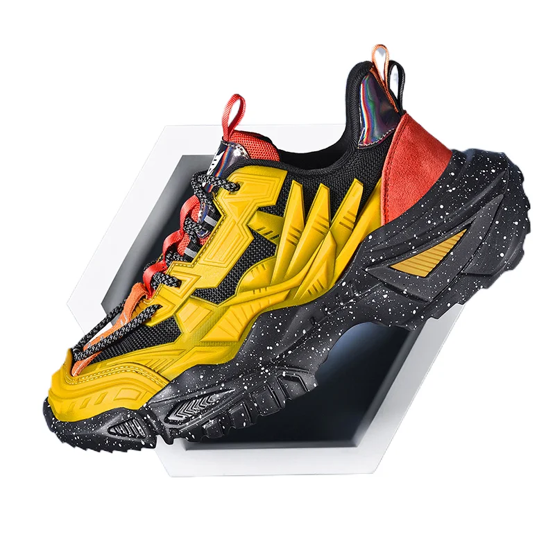 

2021 Sneakers Men Shoes Fashion Street Casual Shoes Breathable Lightweight Thick Sole Footwear Platform Chunky Sneakers, Yellow,beige,black orange,black green