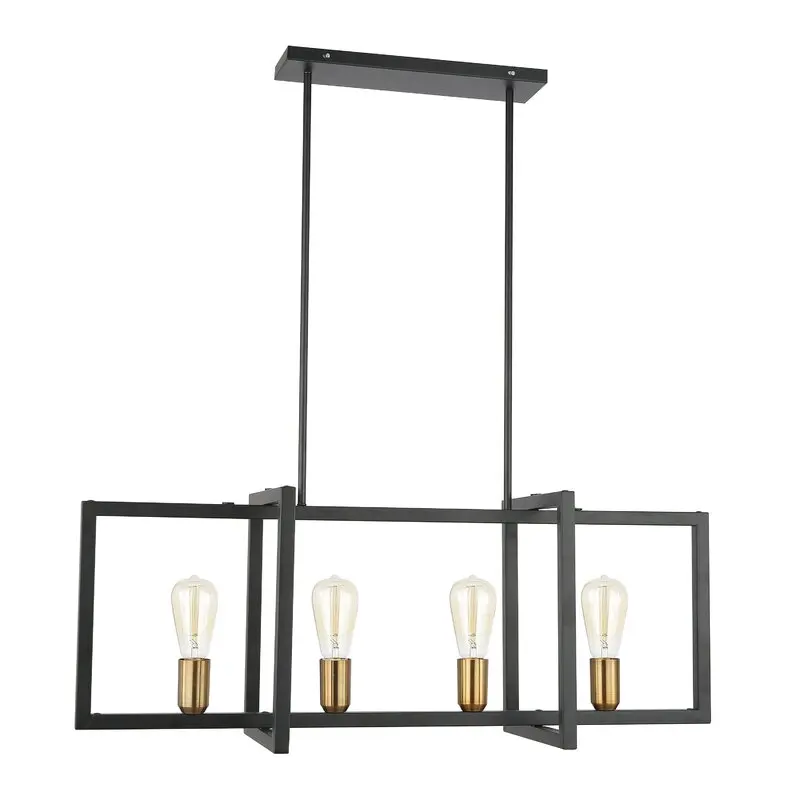 Geometric Modern Industrial Antique Metal Chandelier Matte Black With ...