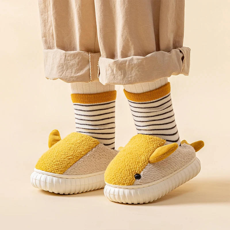 

Children's cotton slippers, boys and girls, autumn and winter cartoon cute bag with plush cotton shoes