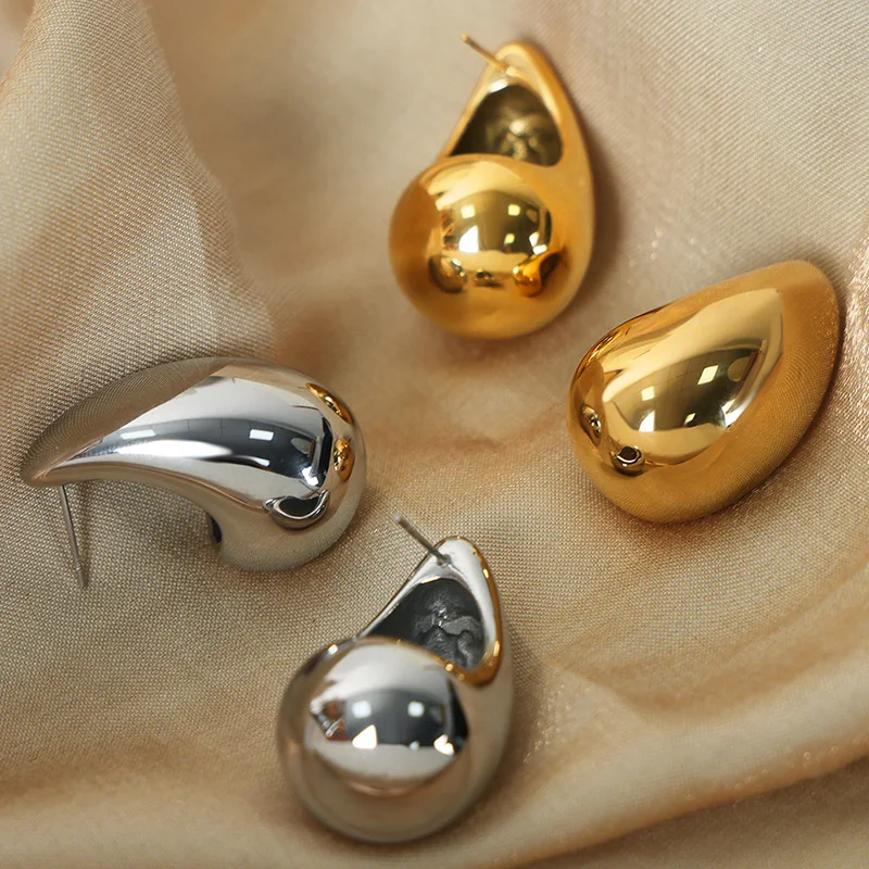 

Stainless Steel Smooth Surface Water Drop Gift Party Trendy Stud Earrings 2023 18K Gold Plating Tarnish Free Jewelry