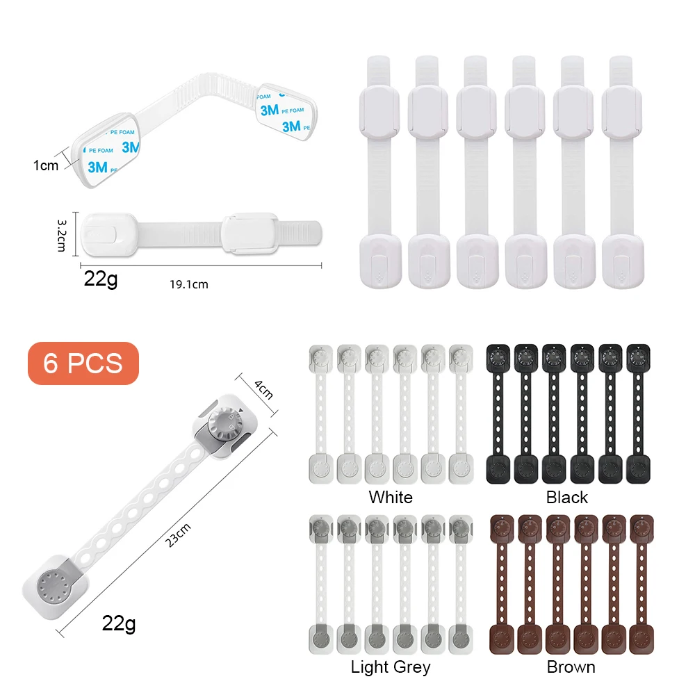 

6pcs Multifunctional Adjustable Cabinet Freezer Door Refrigerator Locks Child Baby Safety Lock