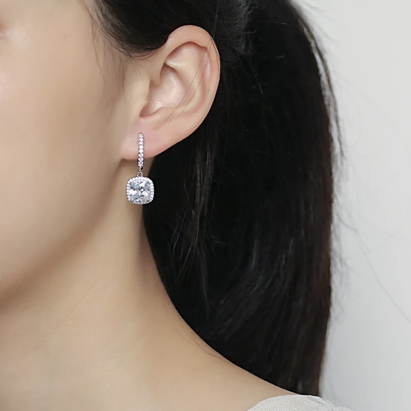 

Dylam Sterling Silver Stud Earrings Drop Cubic Zirconia Zircon Shaped For Women Gemstone Trendy Earings 2021 Jewelry