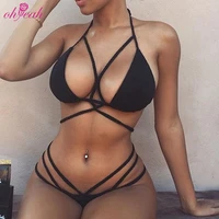 

Wholesale thin strap unlined black triangle sexy girl micro swimwear black triangle bikini