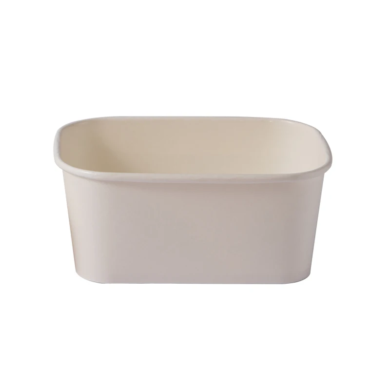 

Custom Eco Biodegradable Rectangular 750ml Packaging Salad Food Box Kraft White Paper Bowl