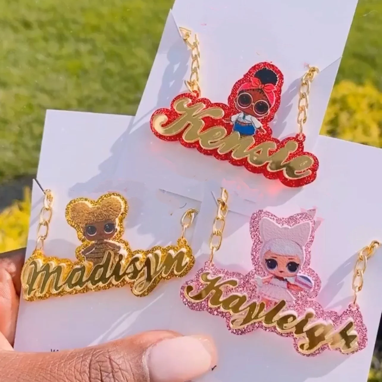 

High Quality New Products Kids Acrylic Name Necklace Fashion Women Child Nameplate Pendant Necklace Jewelry Girl Unicorn Charm, Colors