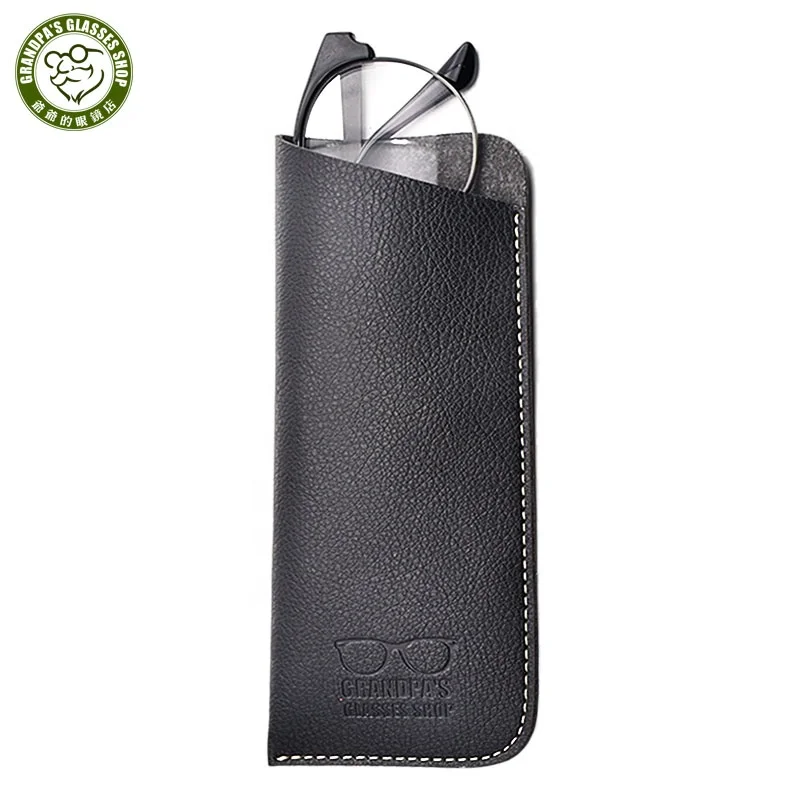 

Custom 2020 new fashion Handmade Soft leather eyeglasses pouch sleeve Portable PU glasses pouch bag for man