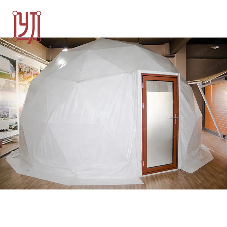 

Promotions inventory 6x6 prefab resort hotel geodesic glamping dome tent with bathroom, White,red,blue,yellow,green or can be customized