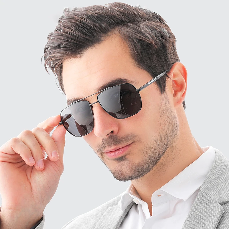 

6107 custom logo square sunglasses wholesale metal frame light fashion luxury men polarized sunglasses, Picture colors