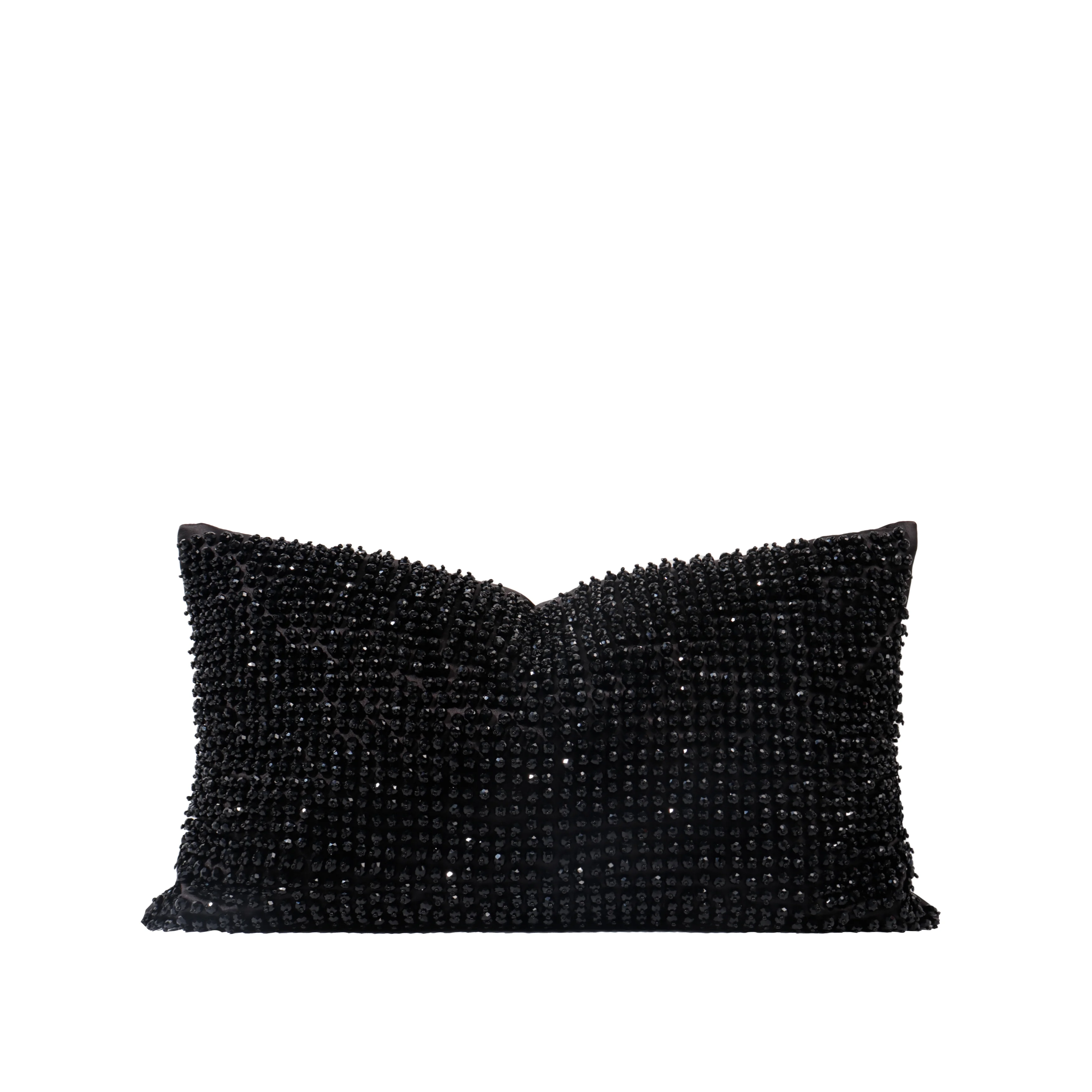TIFFHOME Luxury Custom Beaded Cushion Covers Organic Black Decorative Pillows for Home Handmade Organic Beaded Luxury Cushions