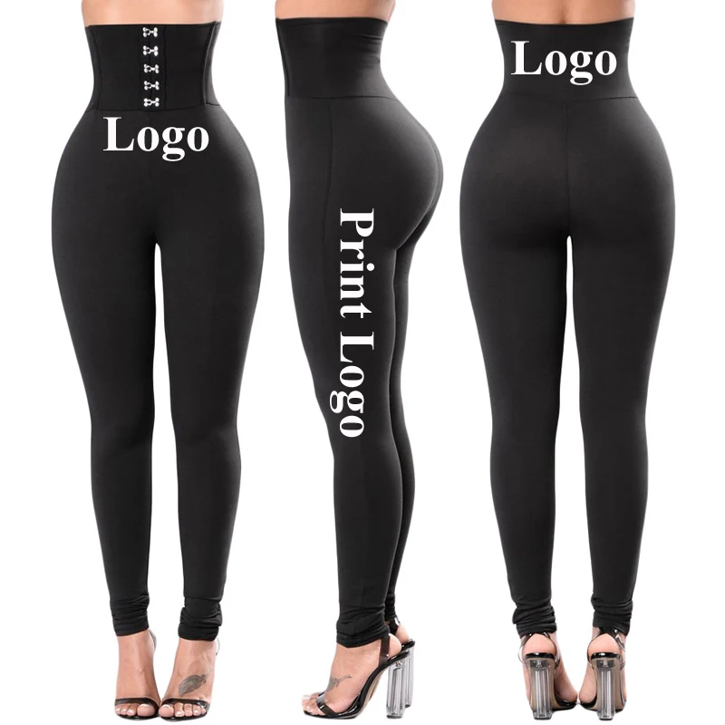 

Custom Logo OEM Women Solid Color Black Push Up Booty Scrunch Corset Belt High Waist Scrunch Butt Leggings, Solid corset leggings