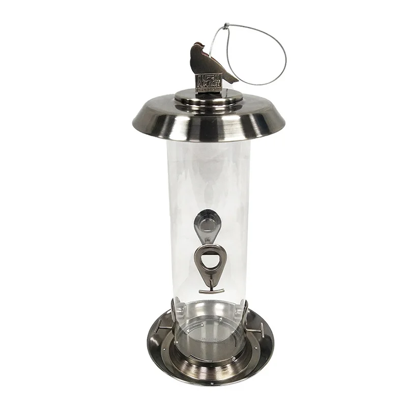 Antique Bird Feeder 4 Feeding Ports Detachable Metal Chrome Plating