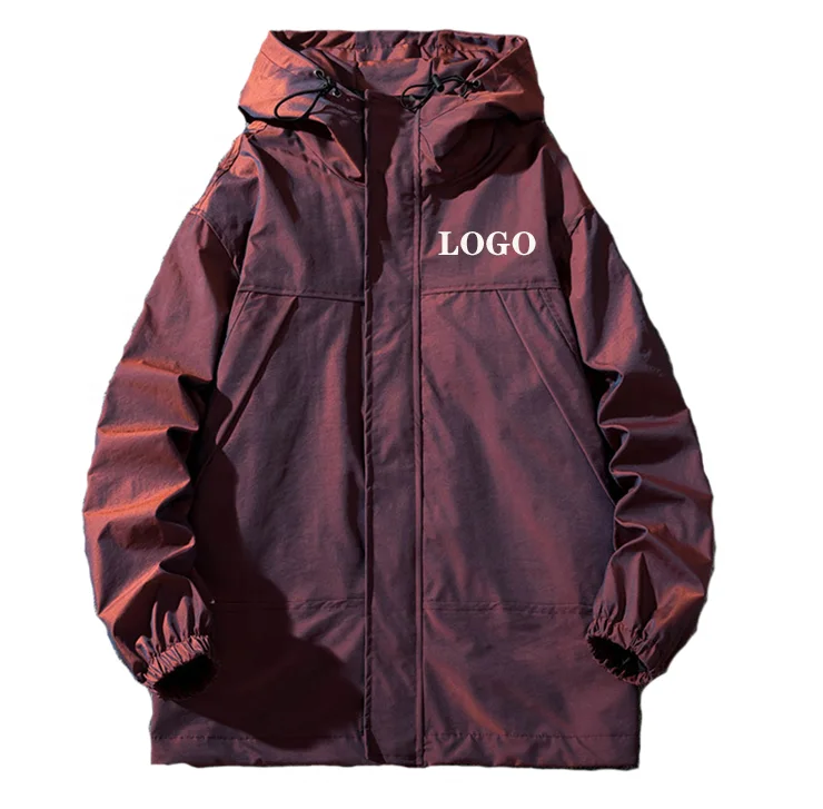 

Wholesale Casual Custom Logo Printed Hooded Waterproof Tops Outdoor Gym Wear Thin Men's Trendy Jacket