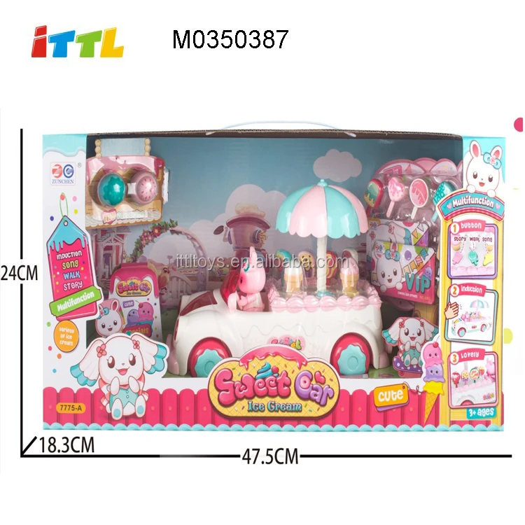 Kids Ice Cream Cart Shop Toy Role Pretend Play Toys Lighting Music Set with K9H0 