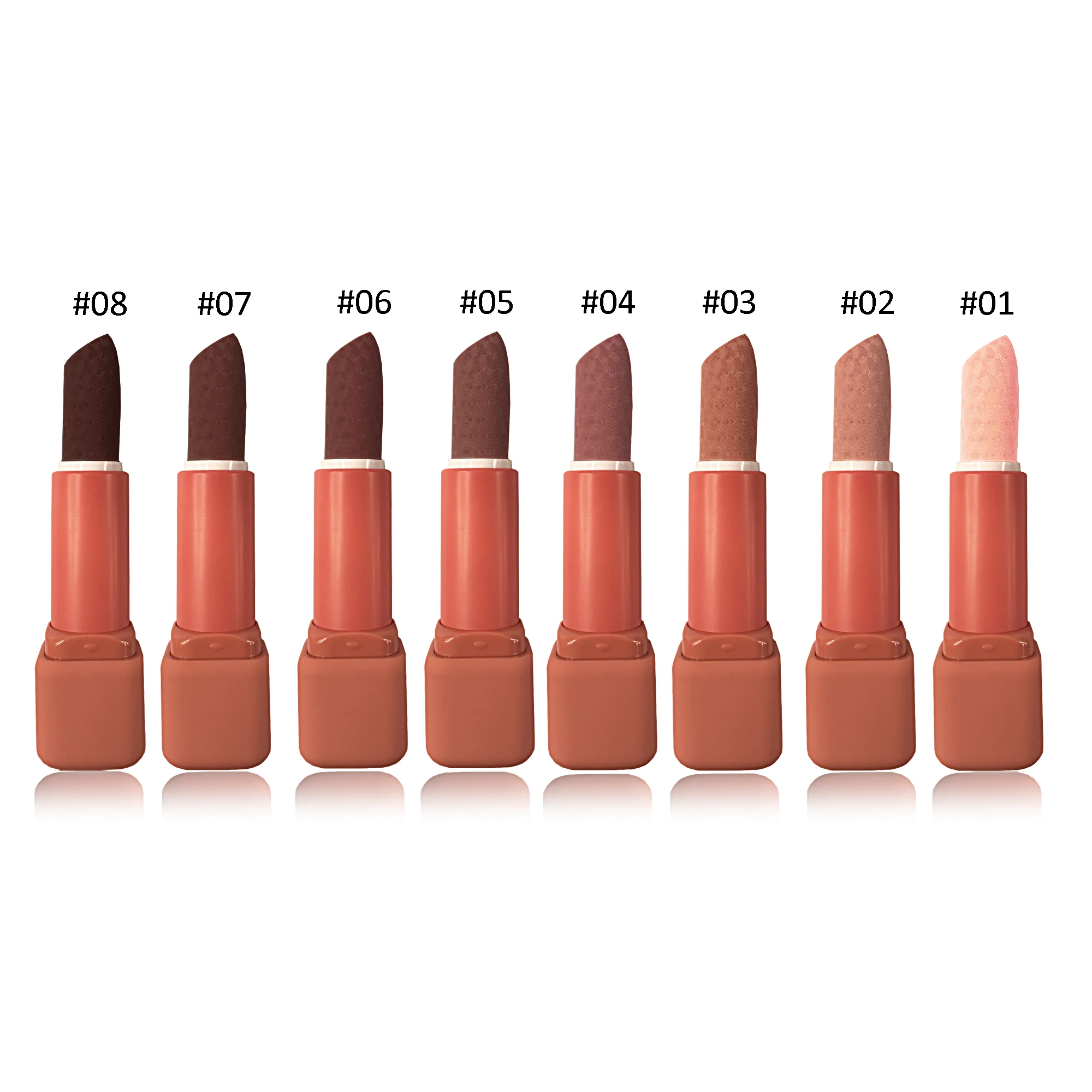 

High quality 6 color semi matte and glitter lipstick waterproof private label long lasting vegan lipstick no logo