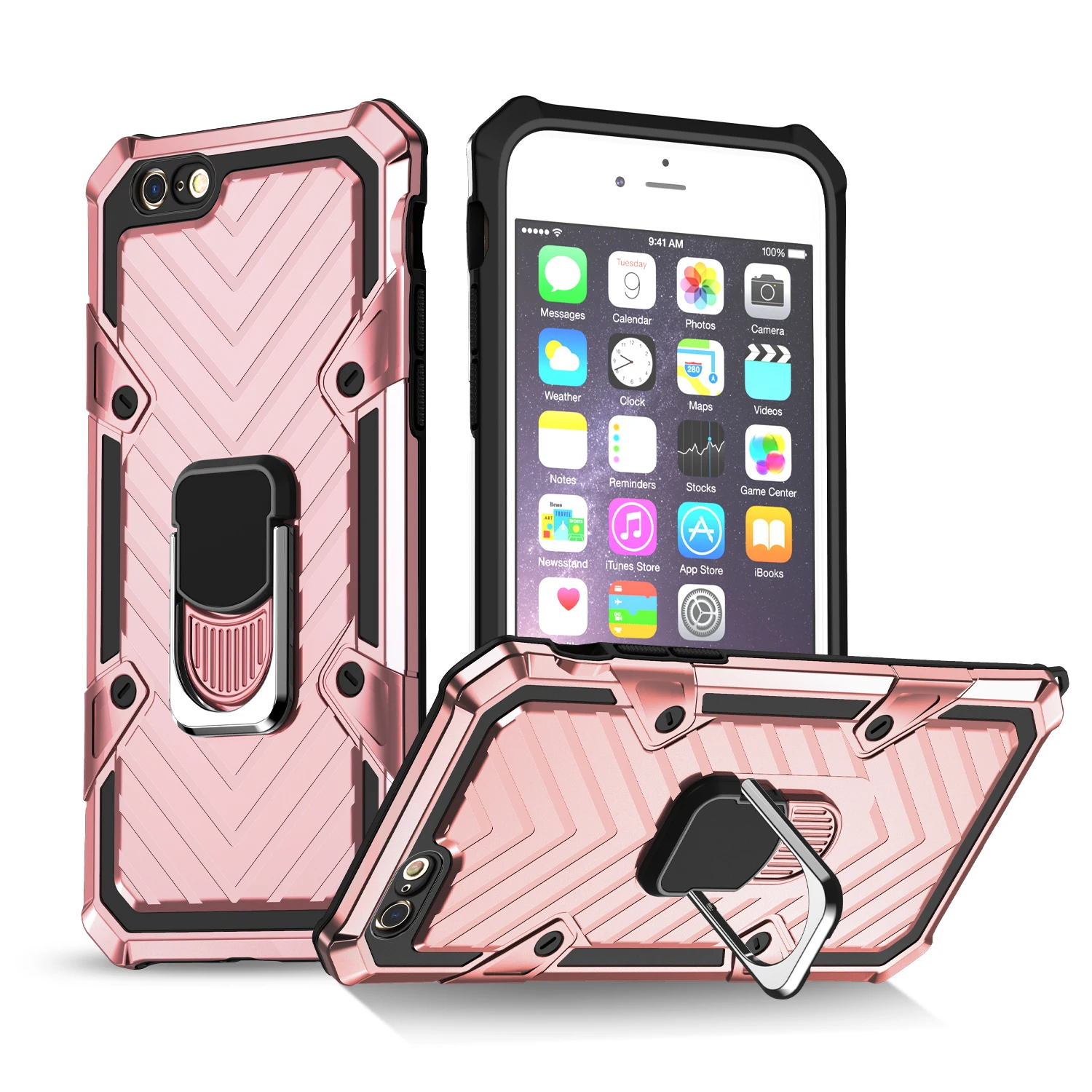 

Magnetic Kickstand Cover Case For Iphone 6s plus Hybrid Car Holder Stand Finger Ring Phone Cases for iphone 6s, 7 colors