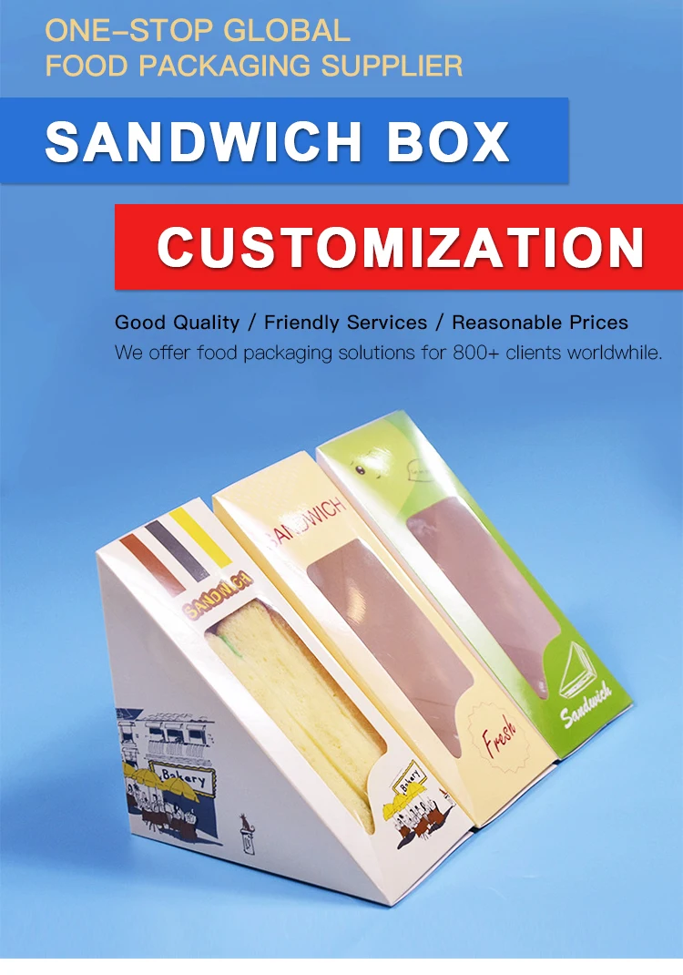 Custom Printing Disposable Paper Packaging Sandwich Box Kraft Paper