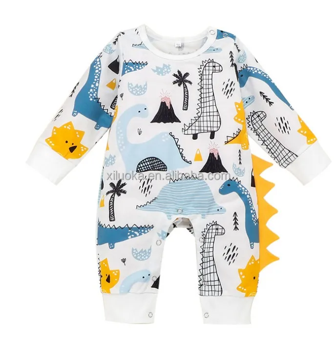 

2021 Fashion New Long-sleeved Baby One-piece Cartoon Dinosaur Baby Long Clothing Romper, Picture