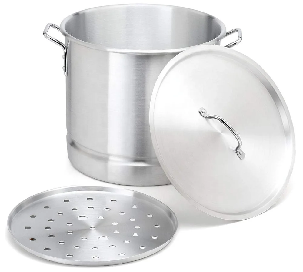 

New Style Aluminum 2-Quart Silver Stock Pot Tamale and Aluminum Steamer