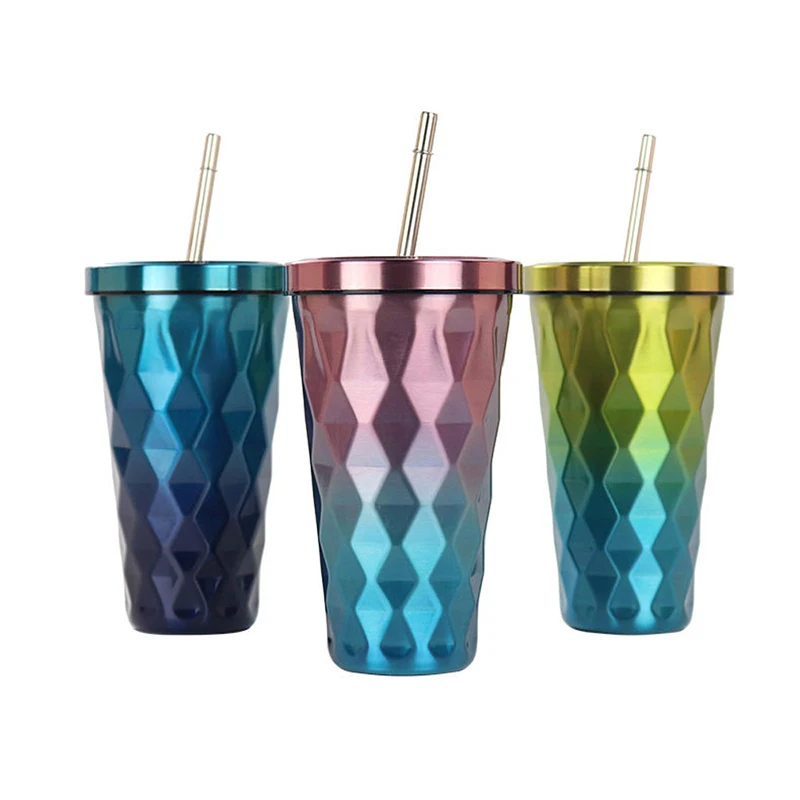 

High Quality Eco-Friendly Metal Stainless Steel 304 Tumbler with Straw, Black, white, green and custom color
