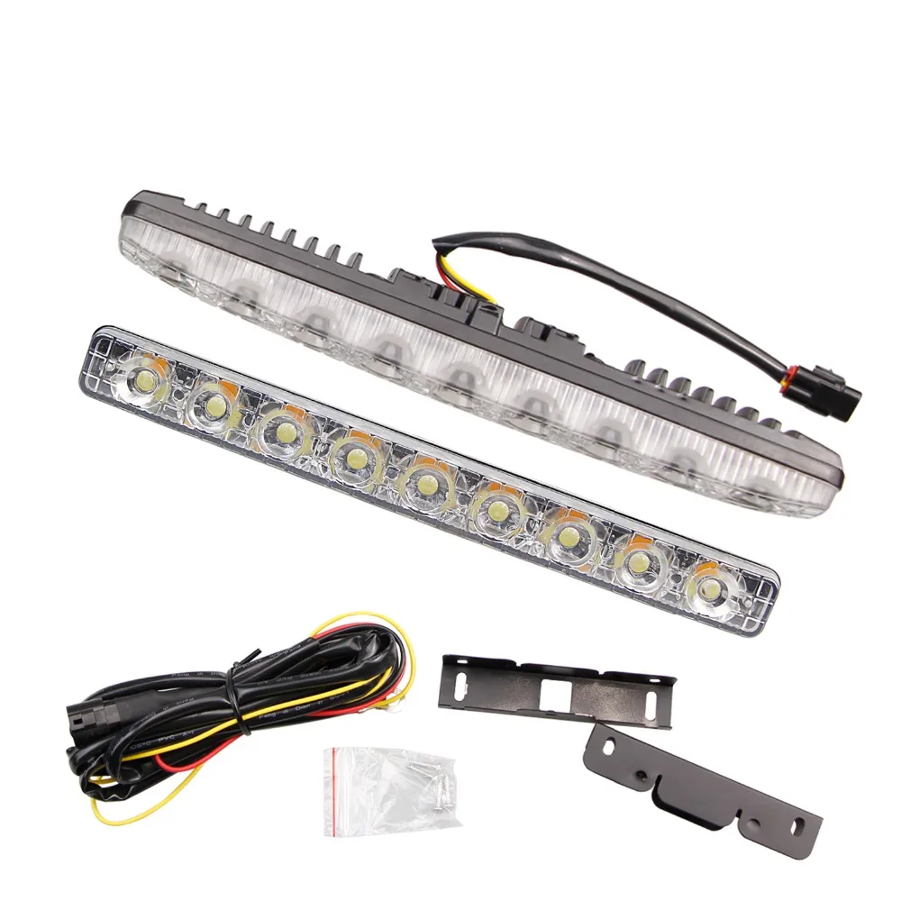 Hot sale 2Pcs/Set 9 LEDs Xenon White DRL Lamp Vehicle Car Daytime Running Light And Turn Signal Light Fog Lamp Car Styling