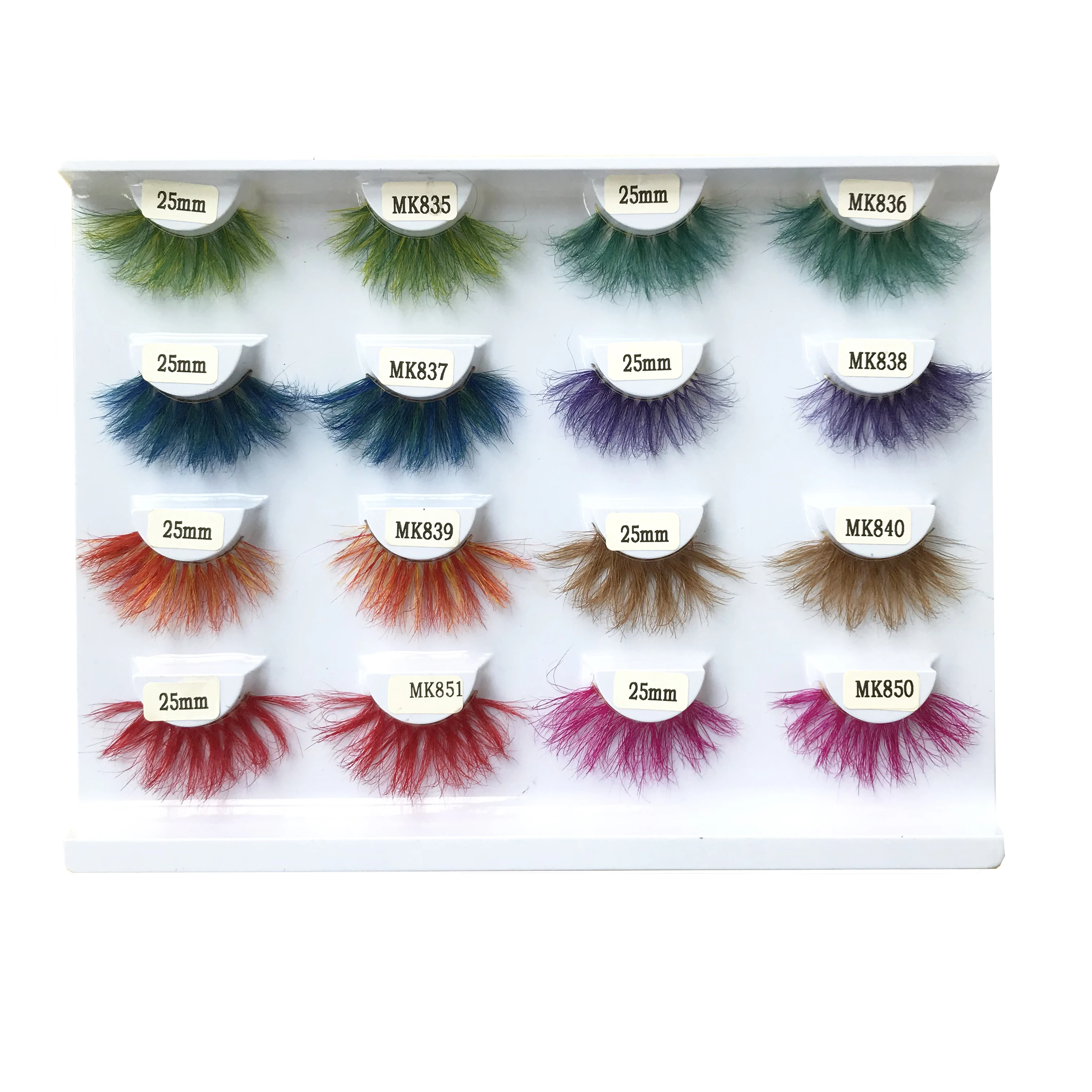 

Private label hot sale wholesale natural black full strip 3d colorful lashes with new lash packing boxes, Multiple colors