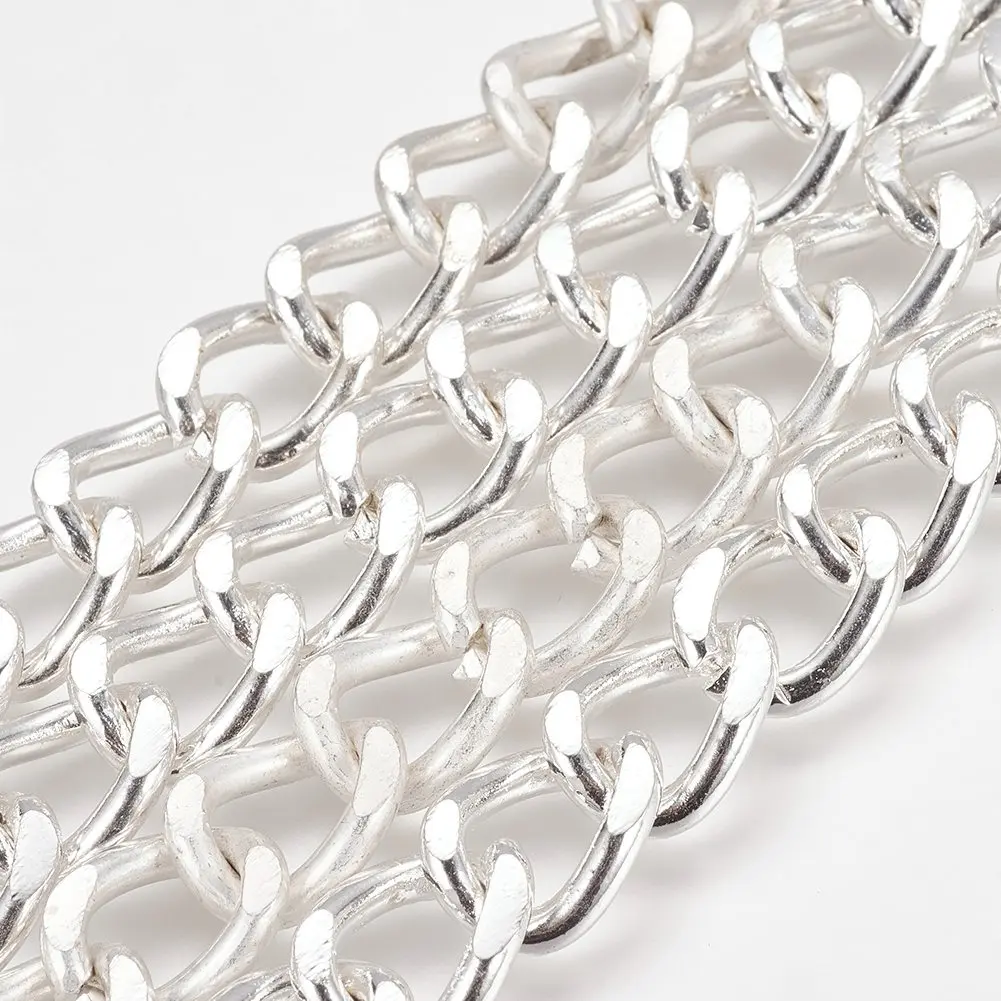 

PandaHall Unwelded Faceted Oval Silver Iron Twisted Curb Chains