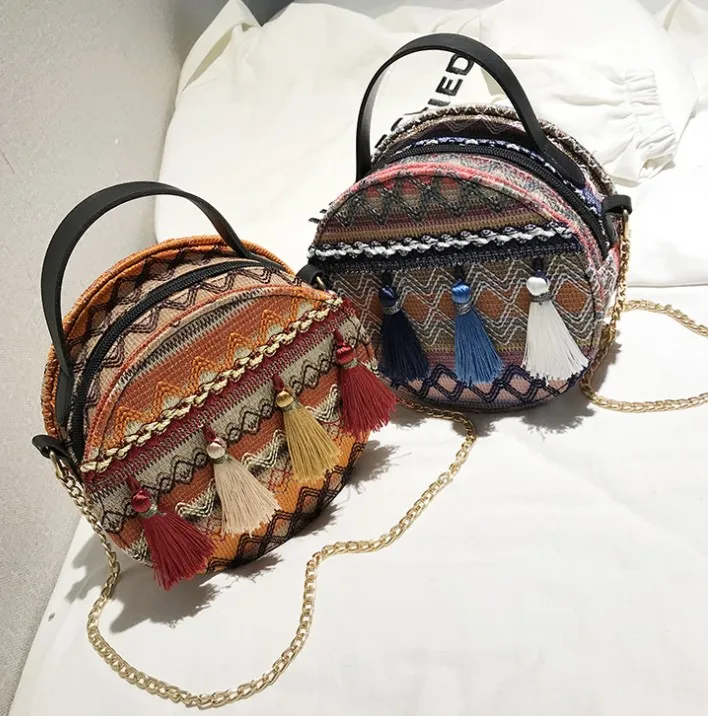 

Bohemian style handbag tribal Ethnic Round Inclined Shoulder Bag Fashion Handbag, Three-colour