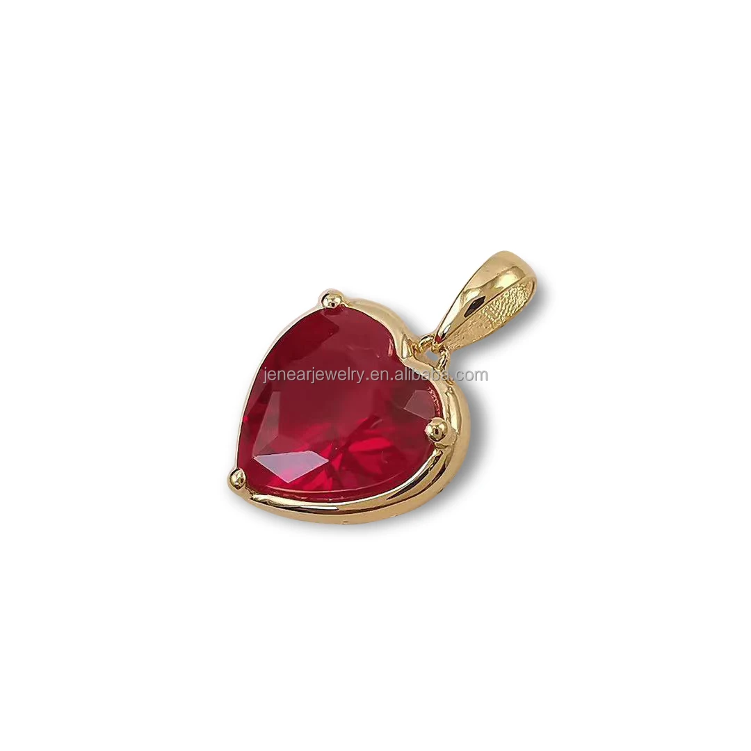 

Top quality real solid 18K gold ruby heart shape pendant AU750 fine jewelry gift yellow gold ruby gold necklace pendant