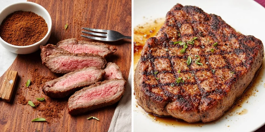 Two beautifully grilled steaks plated with rosemary sprigs
