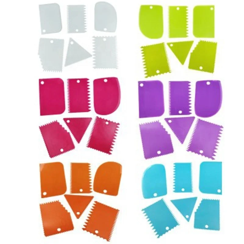 

Multipurpose Colorful Baking Spatula Plastic Cake Cream Pattern Bakeware, White/blue/purple/rose/orange/green