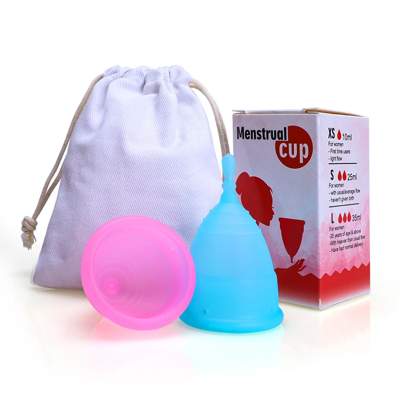 

Wholesale Reusable Set Bag Copa Menstrual Cup Organic Wash Period Cups, Pink, purple, green, blue, yellow,back ,white,or customized