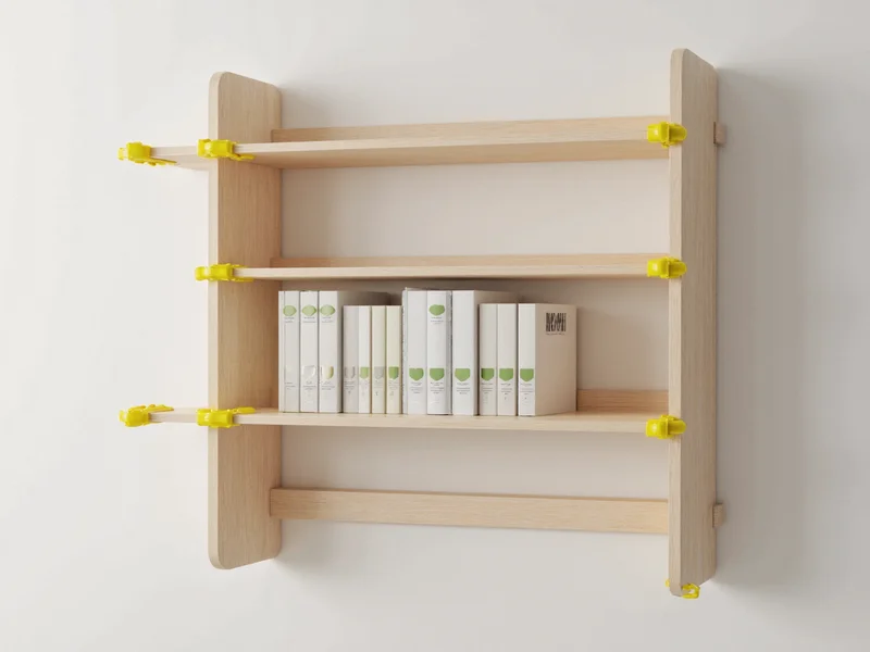 Bookshelf assembly with right-angle clamps