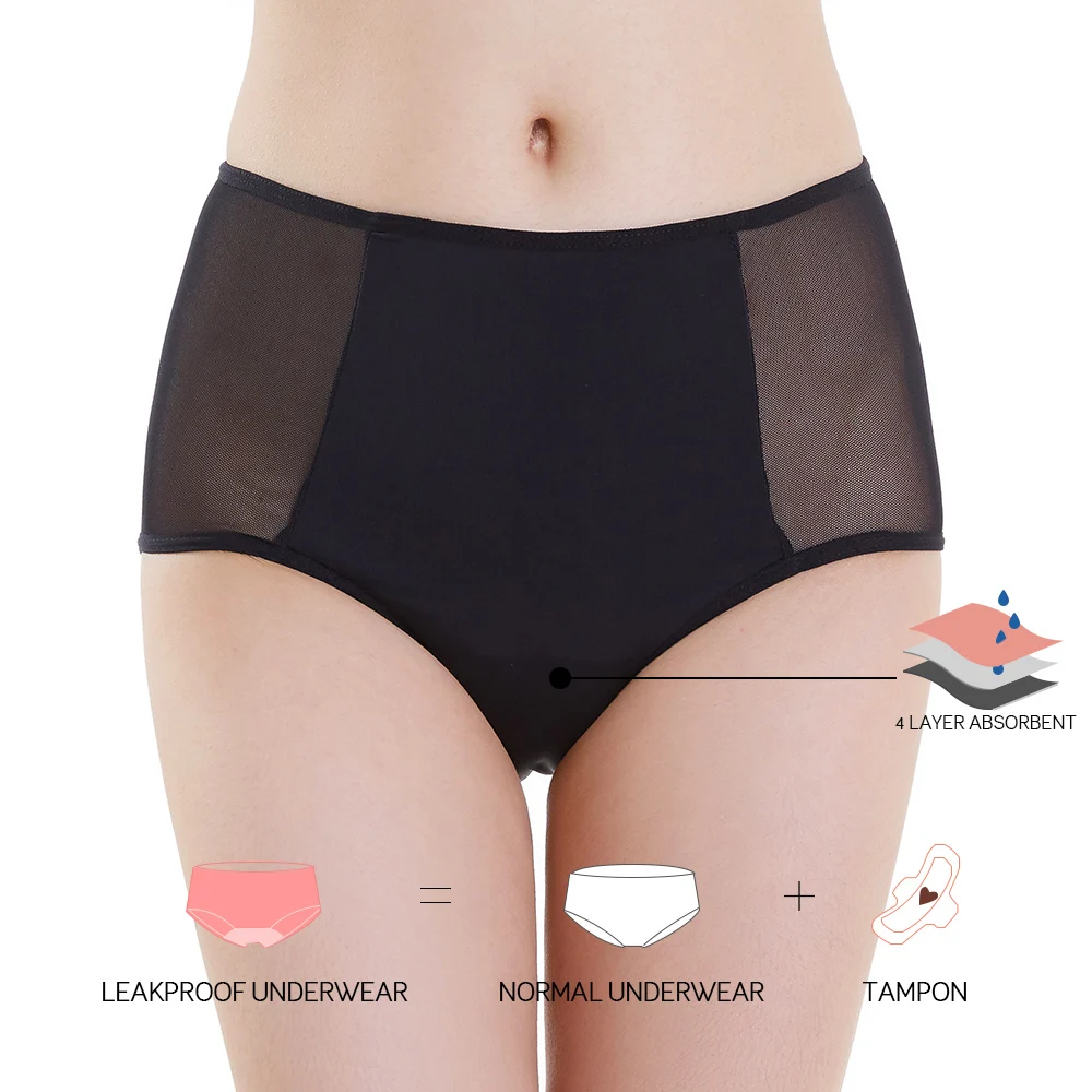 

Wholesale High Rise Leak-proof Ladies Organic Reusable Menstrual Panties 4 Layers Period Panties Underwear