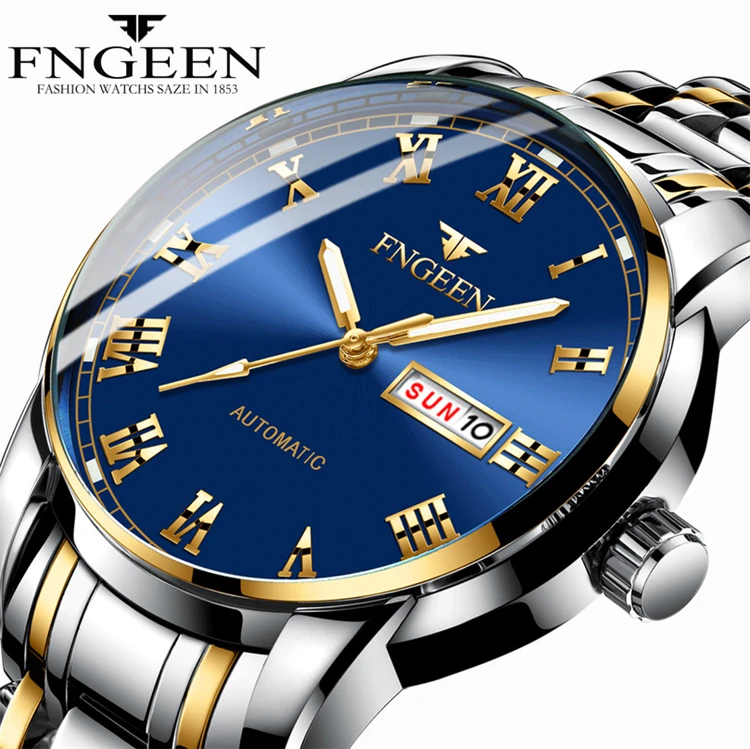

Men's Watch Luxury Brand FNGEEN 4002 Wrist Watches Date Week Display Luminous Quartz Male Clock 2020