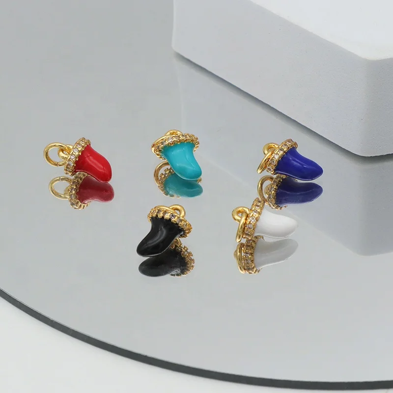 

Multi Color Drop Oil Diy Jewelry Making Wholesale Women Custom Gold Plated CZ Enamel necklaces charm pendant