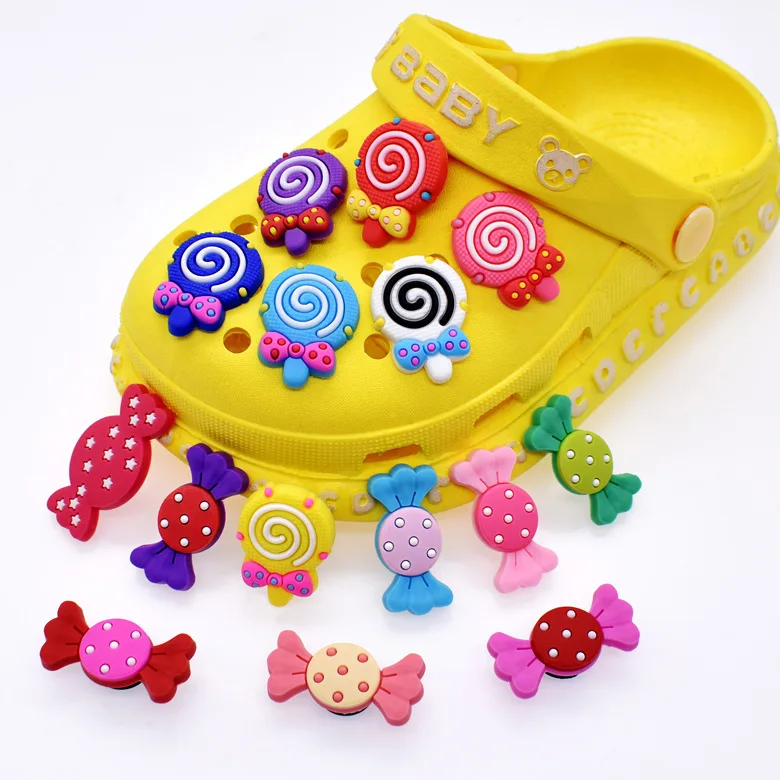 

Custom Logo Lovely Dolphin 3D Shoe Charms PVC Decoration Fit For Croc Candy Lollipop Cute Jibbtz Shoes Decorations Croc Charms, Customized