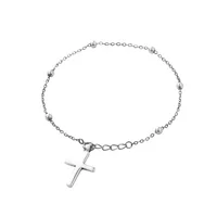

L302 925 Sterling Silver Bobble Chain Sideway Cross Bracelet For Religious Christian