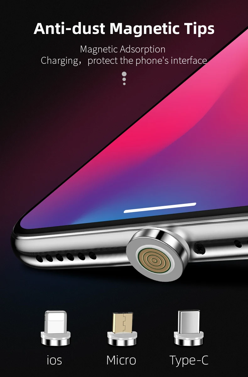 Magnetic Charge Cable Right Angle 90 Degree 3A Fast Charger Cord For iPhone - ANKUX.COM