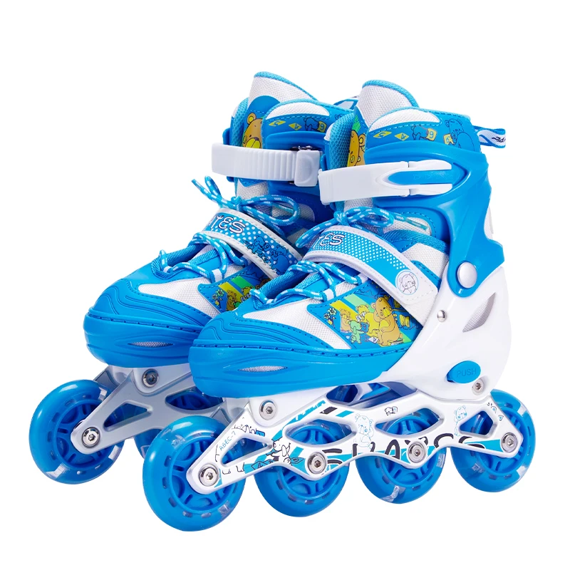 

2021 New arrive adjustable kids 3 in 1 inline skates shoes with pink and blue color, Blue, pink