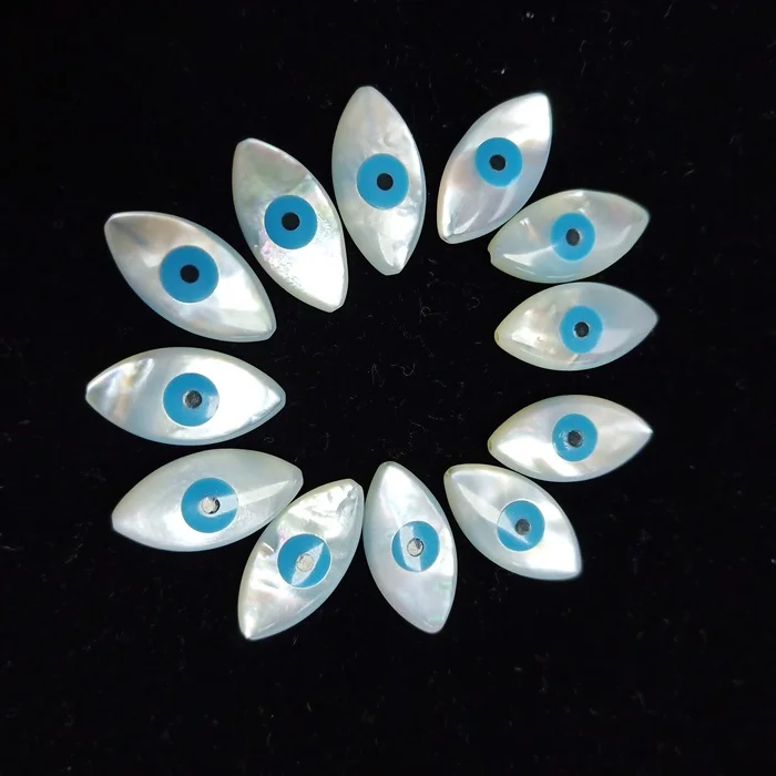 

8x16mm Marquise Mother of Pearl Evil Eye Loose Beads for Fashion Jewelry Making