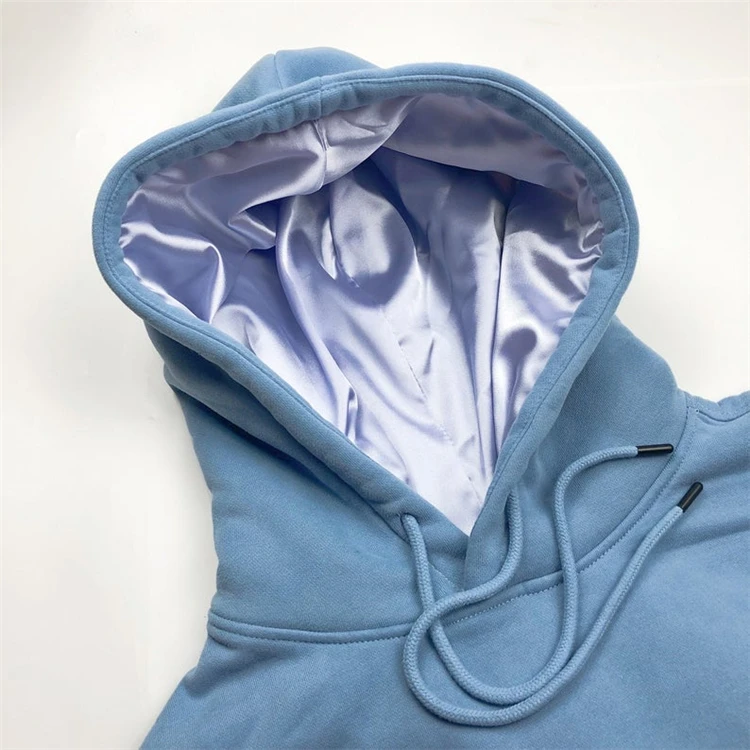 

Custom plus size oversized heavyweight men's cotton fleece silk satin lined hoodie Wholesale silk lined hoodies with custom logo, Picture shows